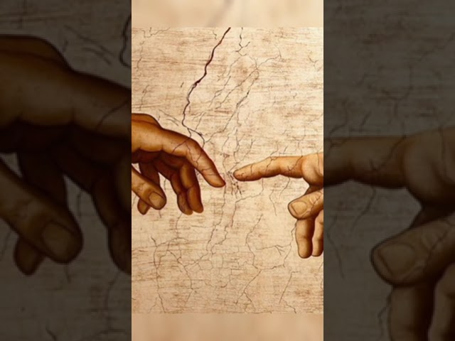 cuadro de dos hombres tocandose los dedos