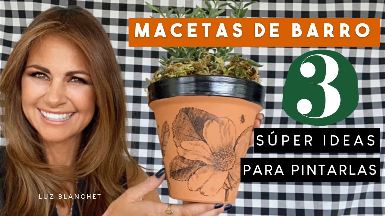 macetas de barro pintadas a mano