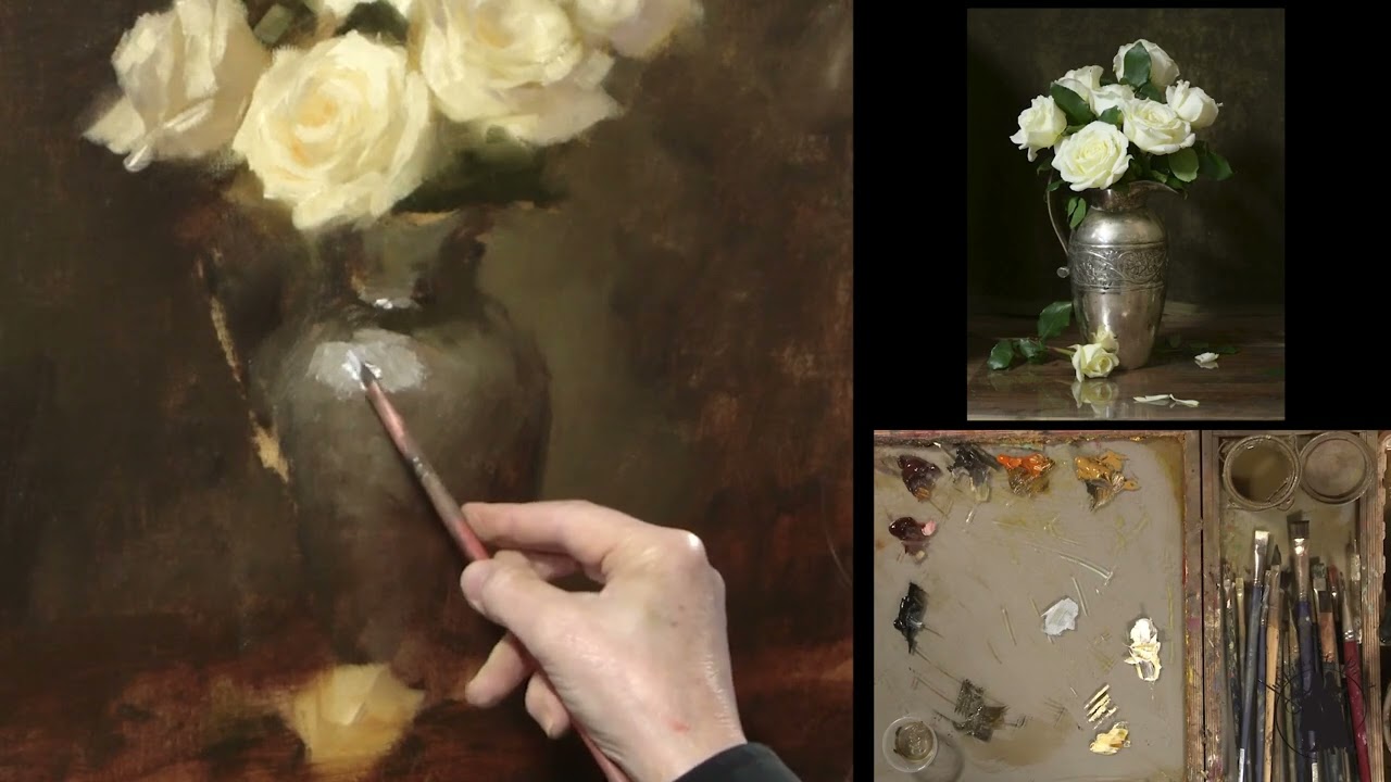 paintings of vases of flowers