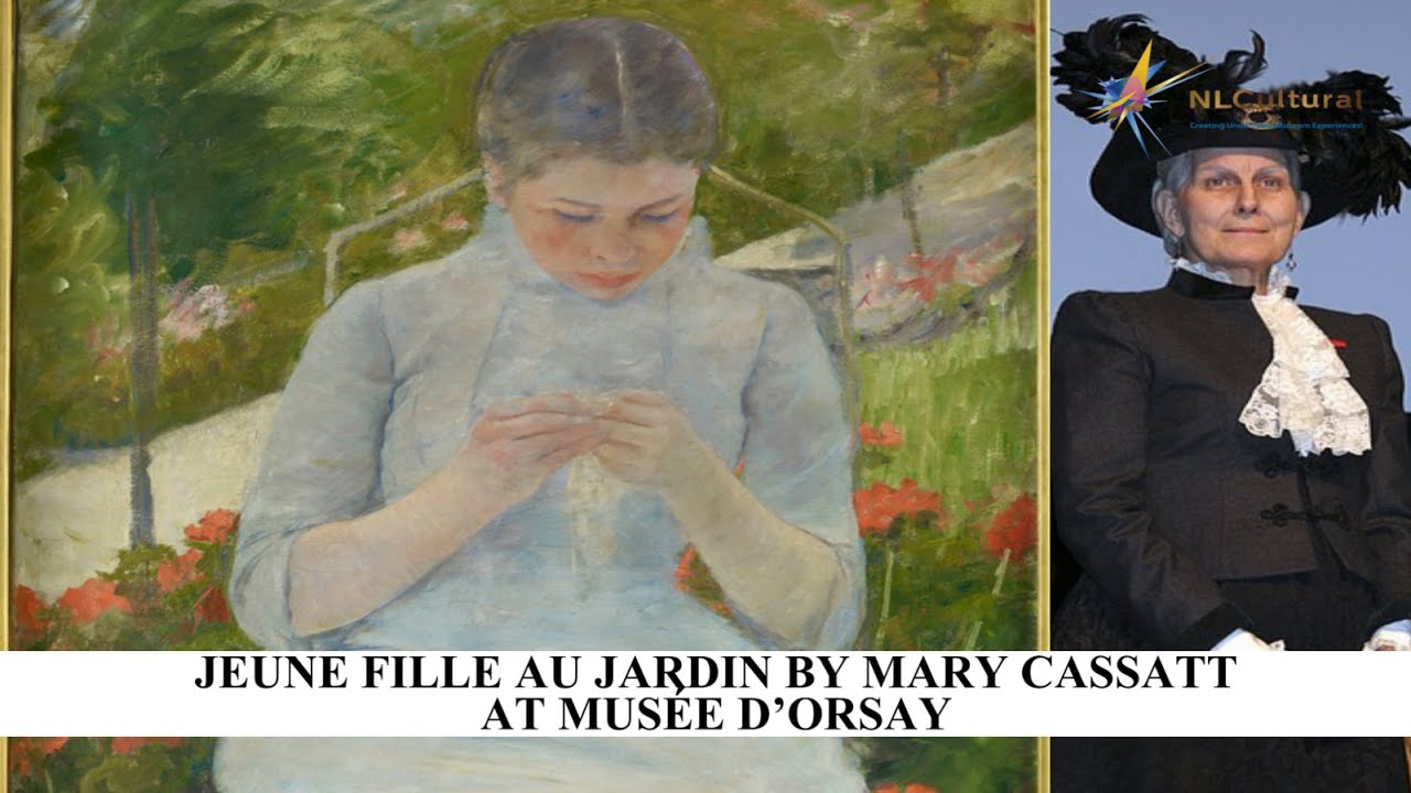 young woman sewing in a garden